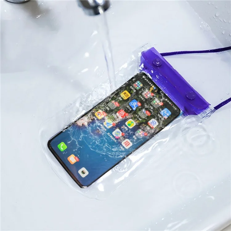 Sachet étanche à 3 couches épaisses pour téléphone portable de moins de 7 pouces, pour la plage, la piscine, avec cordon réglable - Transparent