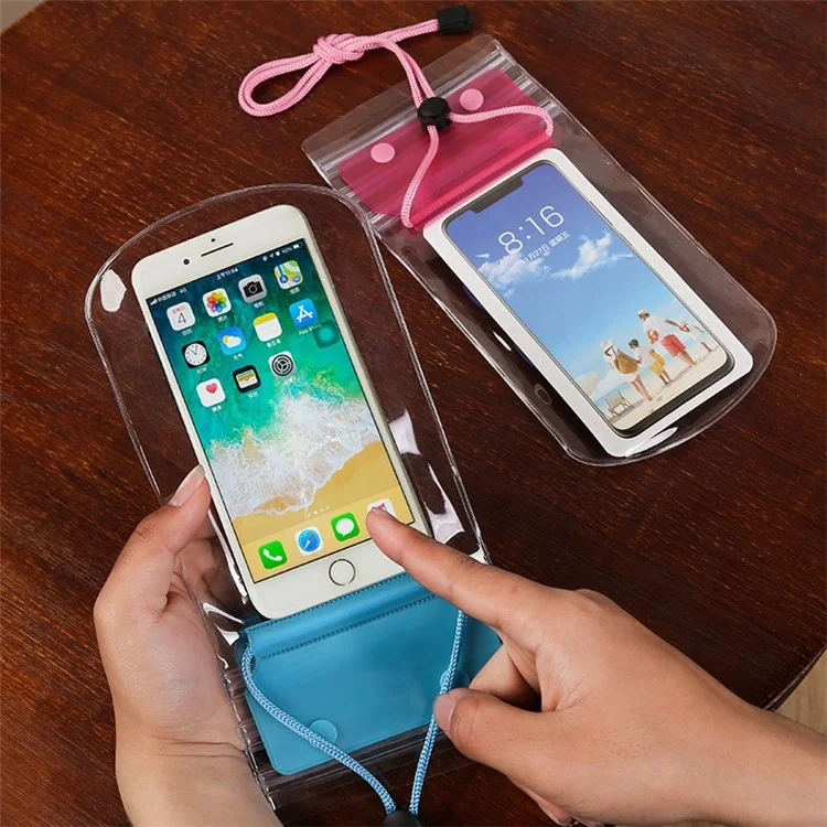 Sachet étanche à 3 couches épaisses pour téléphone portable de moins de 7 pouces, pour la plage, la piscine, avec cordon réglable - Transparent