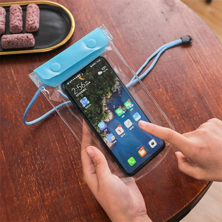 Sachet étanche à 3 couches épaisses pour téléphone portable de moins de 7 pouces, pour la plage, la piscine, avec cordon réglable - Transparent