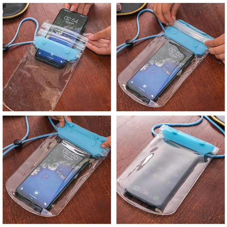 Sachet étanche à 3 couches épaisses pour téléphone portable de moins de 7 pouces, pour la plage, la piscine, avec cordon réglable - Transparent