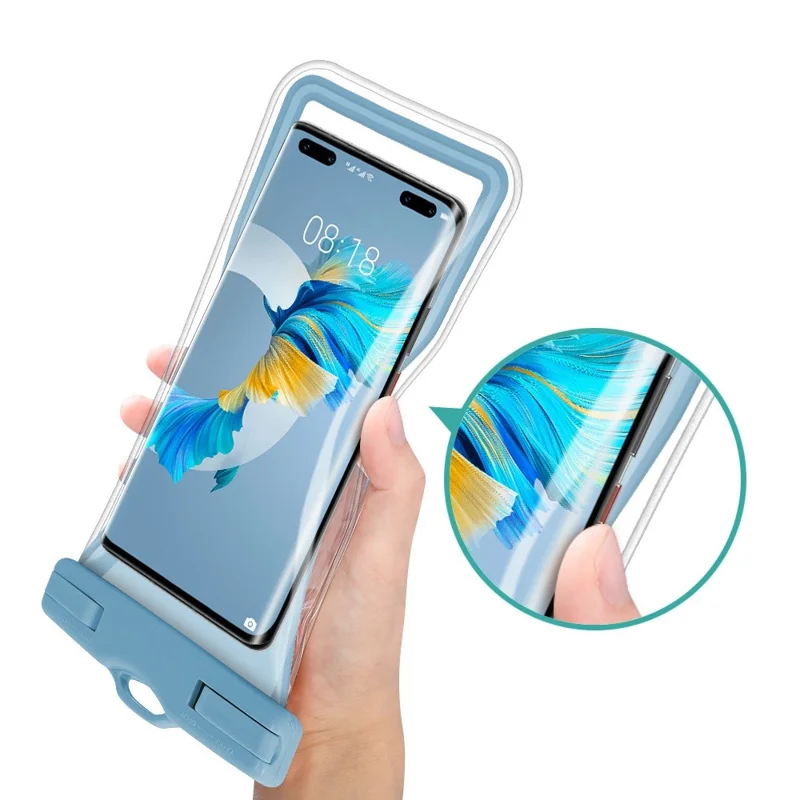TPU Waterproof Bag for Under 7.2-inches Mobile Phone Beach Pool Phone Dry Bag with Floating Airbag - Black