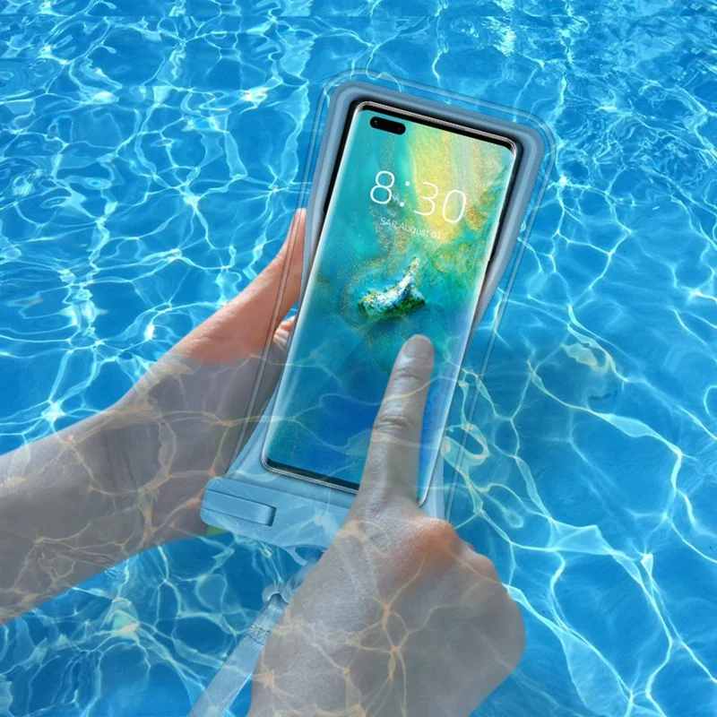 TPU Waterproof Bag for Under 7.2-inches Mobile Phone Beach Pool Phone Dry Bag with Floating Airbag - Black