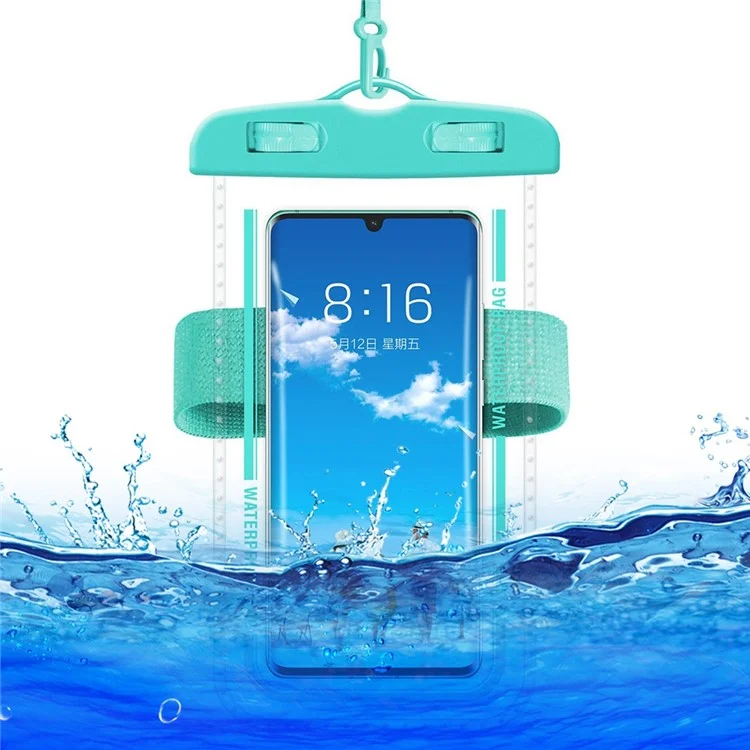 Sac étanche pour téléphone en PVC pour téléphone portable de moins de 7,2 pouces, pochette résistante à l'eau avec sangle pour la natation - Bleu macaron