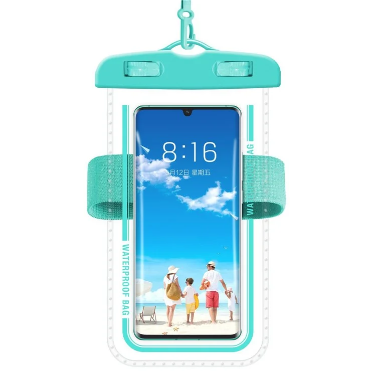 Sac étanche pour téléphone en PVC pour téléphone portable de moins de 7,2 pouces, pochette résistante à l'eau avec sangle pour la natation - Bleu macaron