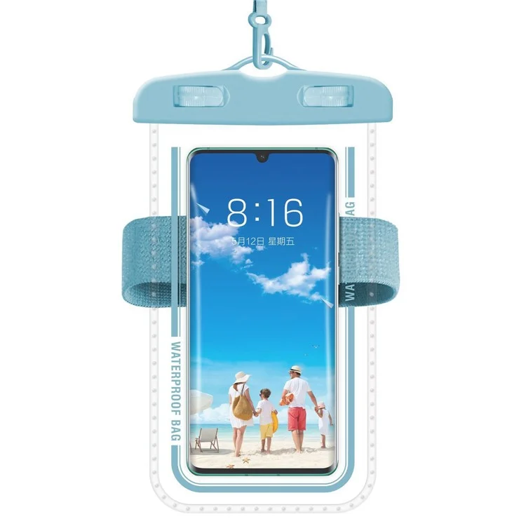 Sac de téléphone étanche en PVC pour téléphone mobile de moins de 7,2 pouces, pochette étanche avec sangle pour la natation - Gris Bleu