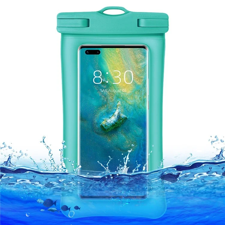 IPX8 30m Waterproof Universal Under 7.2 Inch TPU Cell Phone Bag Beach Pool Swimming Airbag Shockproof Phone Pouch with Strap - Blue