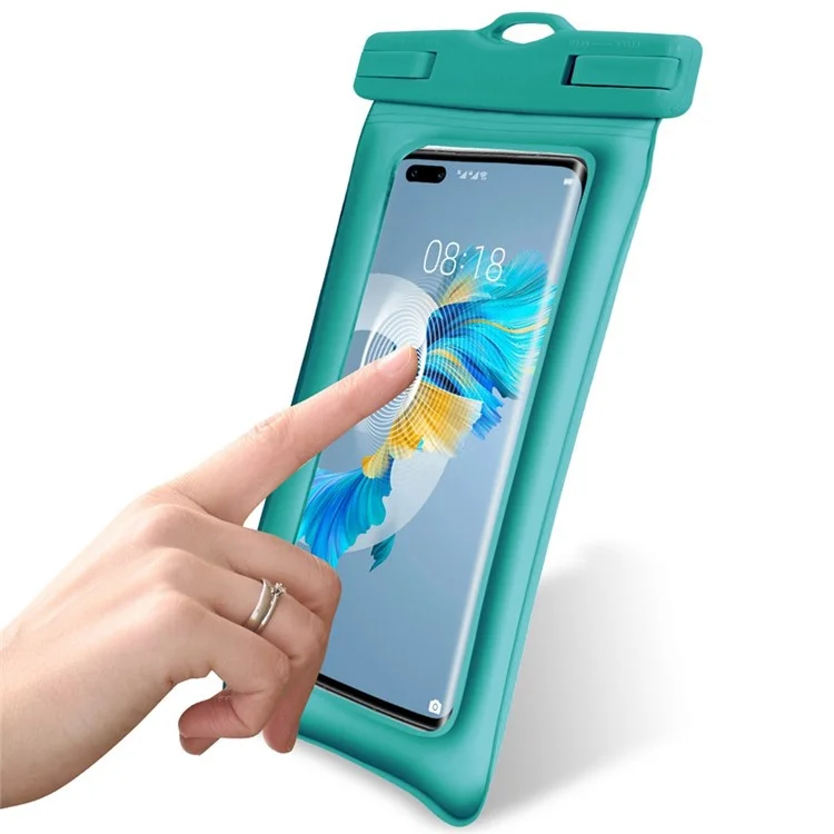 IPX8 30m Waterproof Universal Under 7.2 Inch TPU Cell Phone Bag Beach Pool Swimming Airbag Shockproof Phone Pouch with Strap - Blue