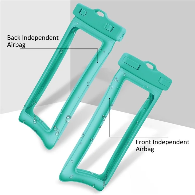 IPX8 30m Waterproof Universal Under 7.2 Inch TPU Cell Phone Bag Beach Pool Swimming Airbag Shockproof Phone Pouch with Strap - Blue