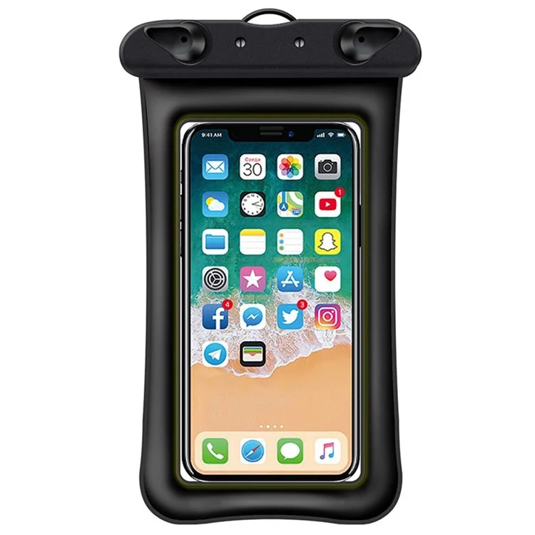 Floating Airbag Waterproof Bag for Under 7.2-inches Cell Phone Beach Pool Phone Dry Bag with Lanyard - Black