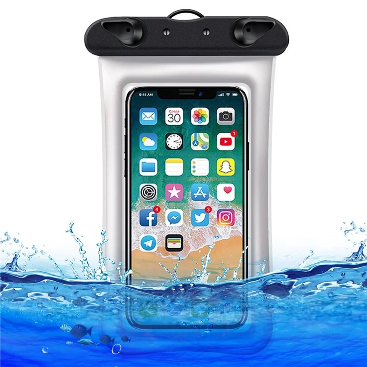 Sac étanche flottant pour téléphone portable de moins de 7,2 pouces pour la plage, la piscine - Blanc