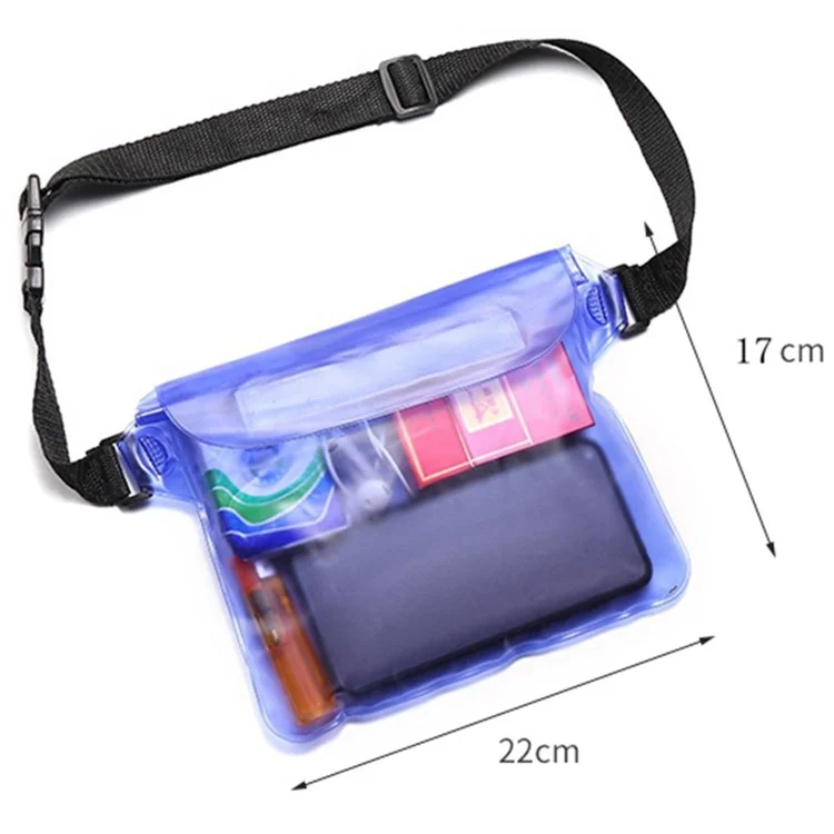 Waterproof Pouch 22x17cm Waist Bag Snowproof Dirtproof Sandproof PVC Case with Adjustable Waist Strap - Pink