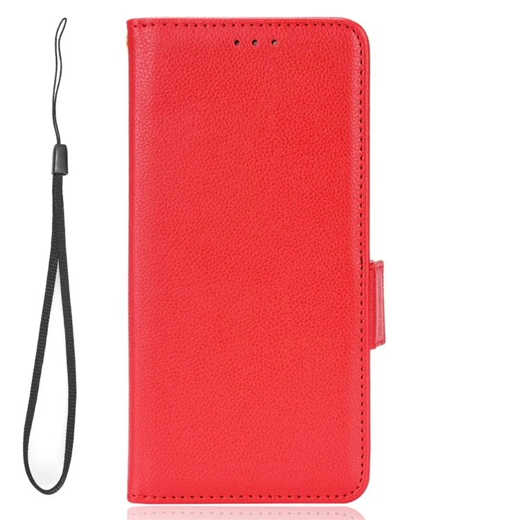 Litchi Texture Phone Cover for TECNO Camon 19 Pro 4G / 5G, Anti-Collision PU Leather Dual Magnetic Clasp Phone Wallet Stand Case - Red
