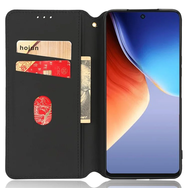 Flip Wallet Cover for TECNO Camon 19 4G, Full Coverage PU Leather Stand Imprinting Rhombus Pattern Phone Case - Purple