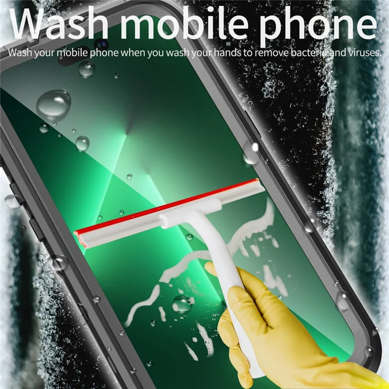 REDPEPPER Dot+ Series for iPhone 14 Pro 6.1 inch Compatible with MagSafe Wireless Charging Phone Cover IP68 Waterproof IP6X Dustproof Transparent Back Hybrid Phone Case - Black