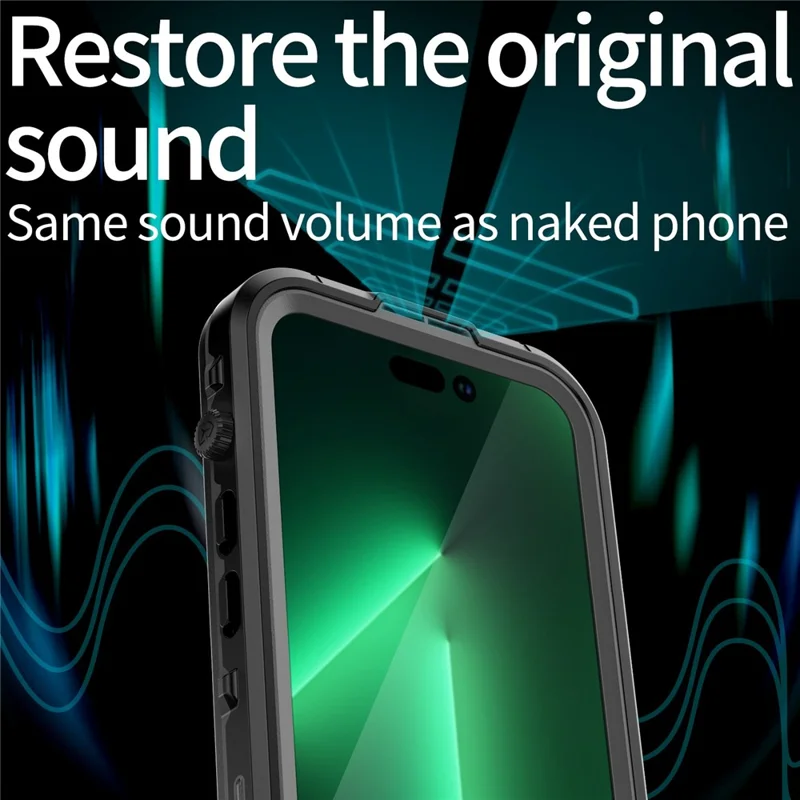 REDPEPPER Dot+ Series for iPhone 14 Pro 6.1 inch Compatible with MagSafe Wireless Charging Phone Cover IP68 Waterproof IP6X Dustproof Transparent Back Hybrid Phone Case - Black