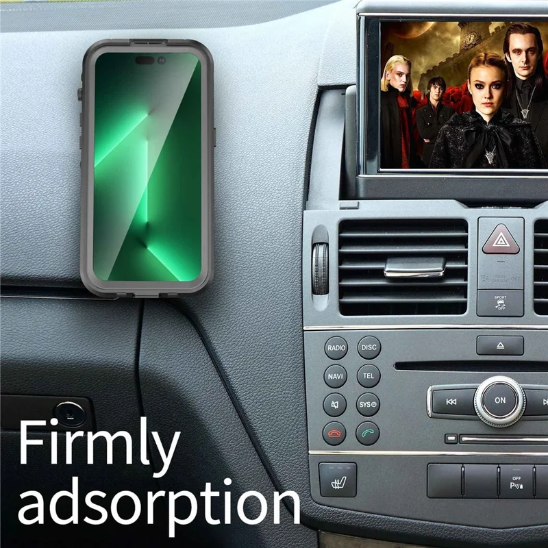 REDPEPPER Dot+ Series for iPhone 14 Pro 6.1 inch Compatible with MagSafe Wireless Charging Phone Cover IP68 Waterproof IP6X Dustproof Transparent Back Hybrid Phone Case - Black