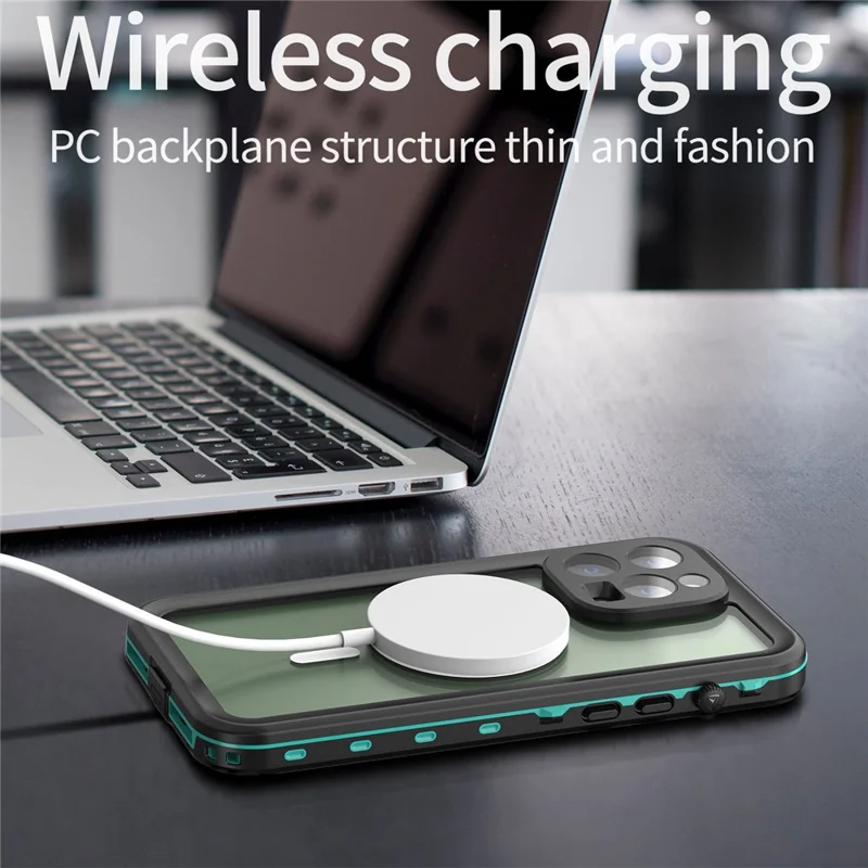 REDPEPPER Dot+ Series for iPhone 14 Pro Max 6.7 inch Compatible with MagSafe Wireless Charging Anti-drop Phone Cover IP68 Waterproof IP6X Dustproof Transparent Back Hybrid Phone Case - Blue