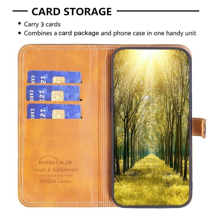 BINFEN COLOR for Motorola Moto G32 4G Leather Case with Card Holder Color Splicing Phone Stand Cover - Black
