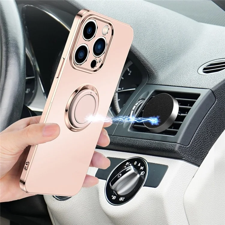 Pour Iphone 14 Pro 6,1 Pouces de Bord Droit de Téléphone de Couverture de Téléphone Anneau de Bague de Jotaire - Rose Clair