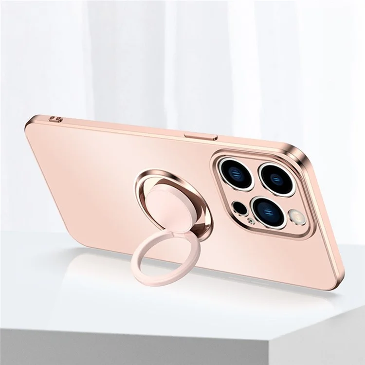 Pour Iphone 14 Pro 6,1 Pouces de Bord Droit de Téléphone de Couverture de Téléphone Anneau de Bague de Jotaire - Rose Clair
