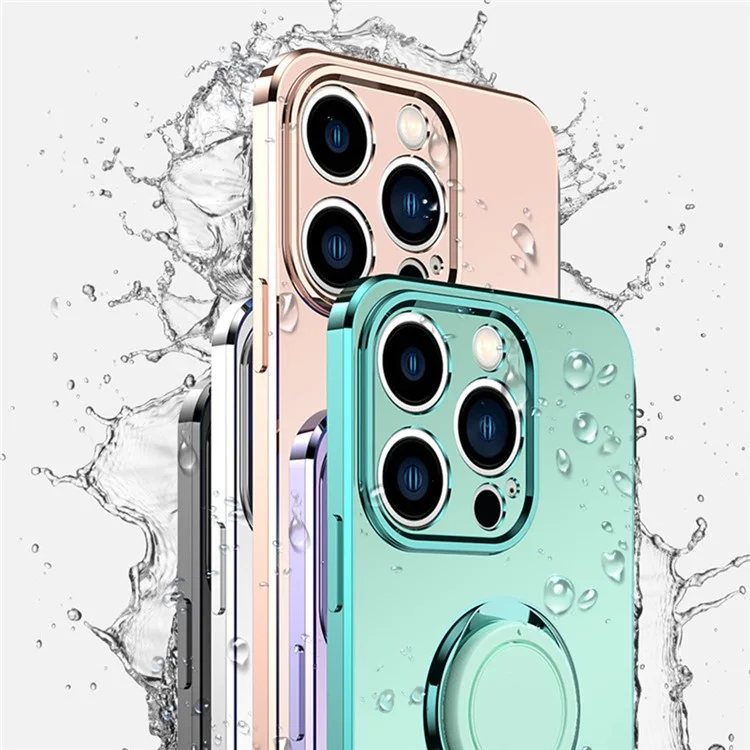 Pour Iphone 14 Pro 6,1 Pouces de Bord Droit de Téléphone de Couverture de Téléphone Anneau de Bague de Jotaire - Rose Clair