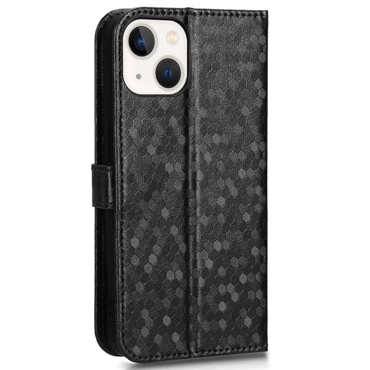 Para Iphone 14 de 6,1 Polegadas, Padrão de Carteira de Barreta Impressão Tpu+pu Folio Flip Shell - Preto