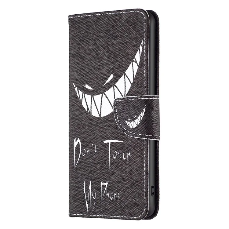 Para Motorola Moto G32 4G BF Pattern Printing Leather Series-1 PU Leather + TPU Magnetic Phone Case Stand Wallet Feature Anti-shock Cover - Don't Touch My Phone