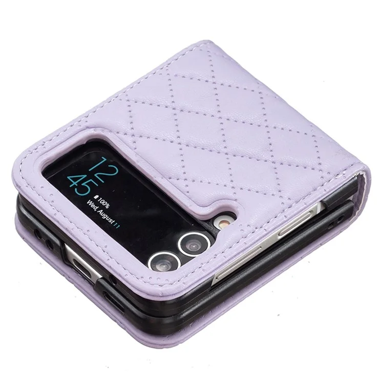 BINFEN COLOR Handyhülle für Samsung Galaxy Z Flip4 5G, geprägtes Rautenmuster, schützende Telefonhülle - Lila