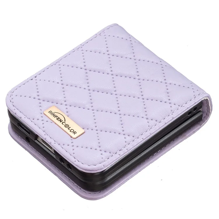 BINFEN COLOR Handyhülle für Samsung Galaxy Z Flip4 5G, geprägtes Rautenmuster, schützende Telefonhülle - Lila