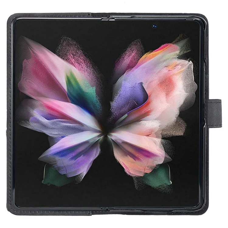 BINFEN COLOR Für Samsung Galaxy Z Fold4 5G Wallet Stand Handyhülle PU-Leder mit geprägtem geometrischem Muster Folio Flip Cover - Schwarz
