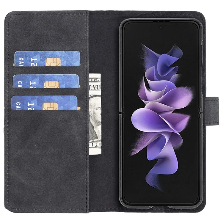 BINFEN COLOR Für Samsung Galaxy Z Fold4 5G Wallet Stand Handyhülle PU-Leder mit geprägtem geometrischem Muster Folio Flip Cover - Schwarz