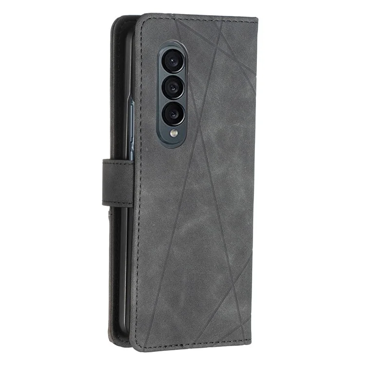 BINFEN COLOR Für Samsung Galaxy Z Fold4 5G Wallet Stand Handyhülle PU-Leder mit geprägtem geometrischem Muster Folio Flip Cover - Schwarz