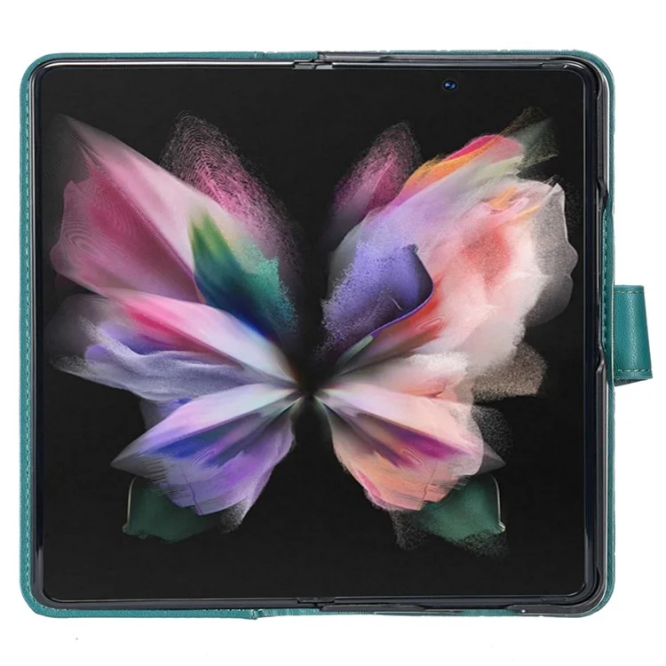 Cor do Binfen Para Samsung Galaxy Z Fold4 5G Rhombus Padrão de Rhombus Capa de Couro PU PU + PC Carteira - Verde