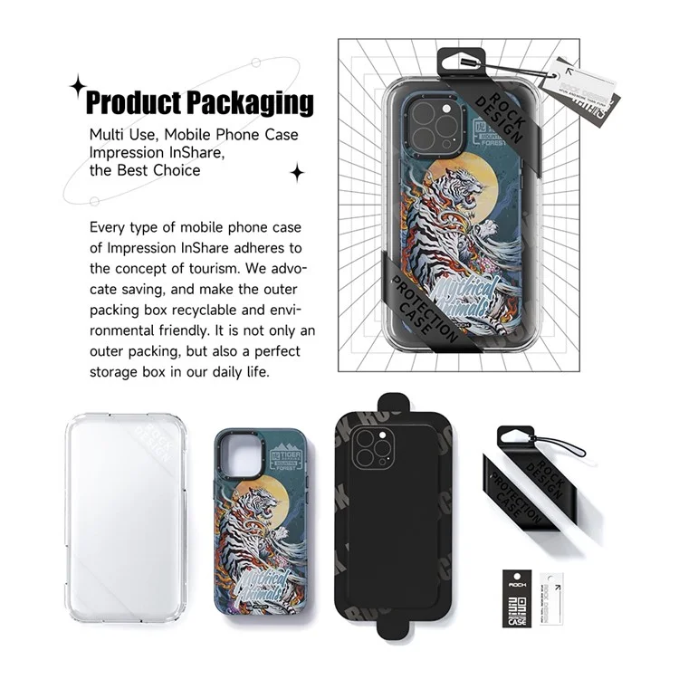 ROCK Mythical Animals InShare Series for iPhone 13 Pro 6.1 inch IMD Animal Pattern Phone Case PET+TPU Anti-scratch Protective Cover - Phoenix