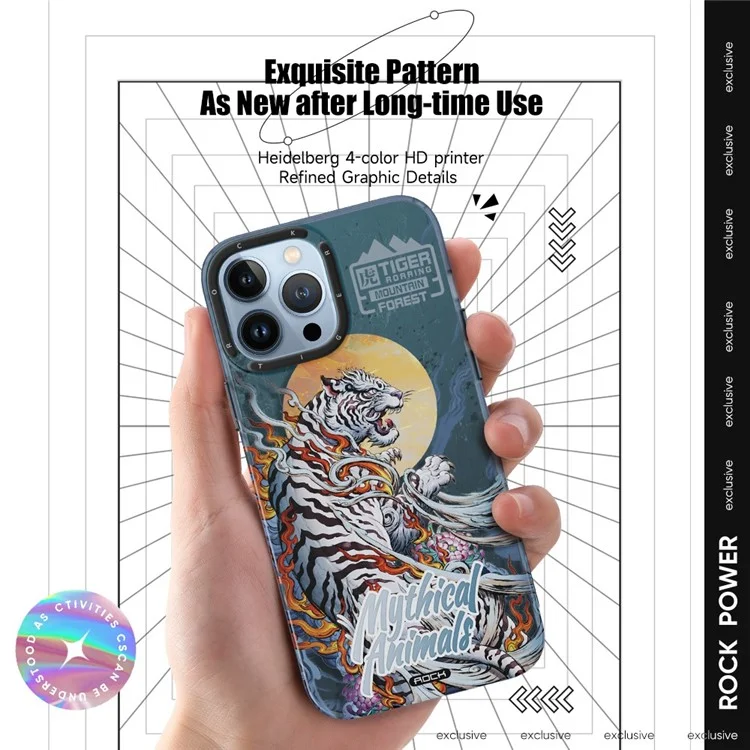 ROCK Mythical Animals InShare Series for iPhone 13 Pro 6.1 inch IMD Animal Pattern Phone Case PET+TPU Anti-scratch Protective Cover - Phoenix