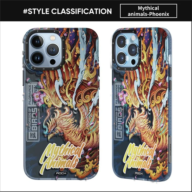 ROCK Mythical Animals InShare Series for iPhone 13 Pro 6.1 inch IMD Animal Pattern Phone Case PET+TPU Anti-scratch Protective Cover - Phoenix