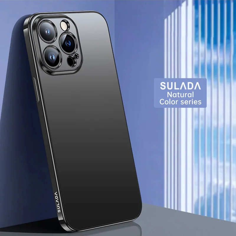 SULADA Nature Series Matte Phone Case For iPhone 14 Pro Max 6.7 inch, Ultra Slim Electroplating Soft TPU Back Cover Support Wireless Charging - Black