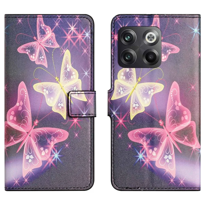 For OnePlus 10T 5G / Ace Pro 5G Pattern Printing Magnetic PU Leather Case Stand Wallet Function Anti-wear Shell - Sparkle Butterflies