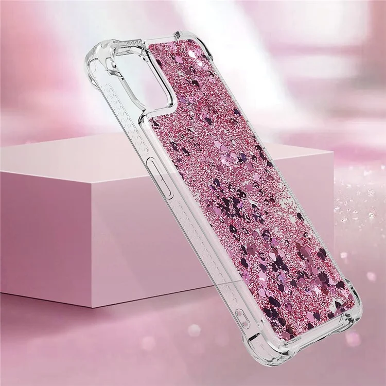 YB Quicksand Series-1 para Nothing phone (1) 5G Caja trasera de TPU Funda anticolisión con purpurina flotante líquida Carcasa de teléfono - Oro rosa / Corazones