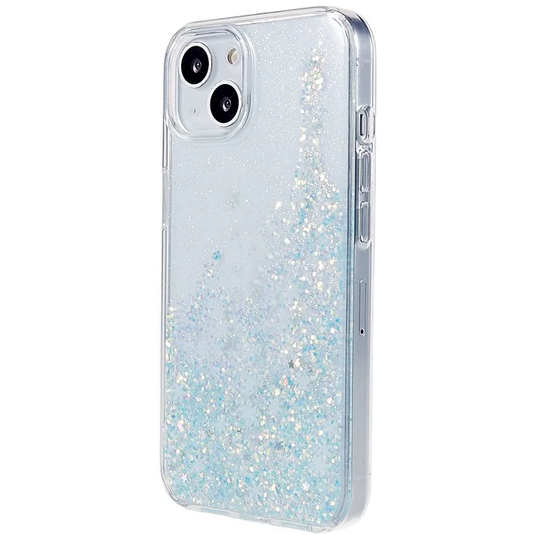 DFANS For iPhone 14 6.1 inch Shockproof Case Snowflake Glitter Decoration Phone Cover PC + TPU Hybrid Anti-Fall Case - White