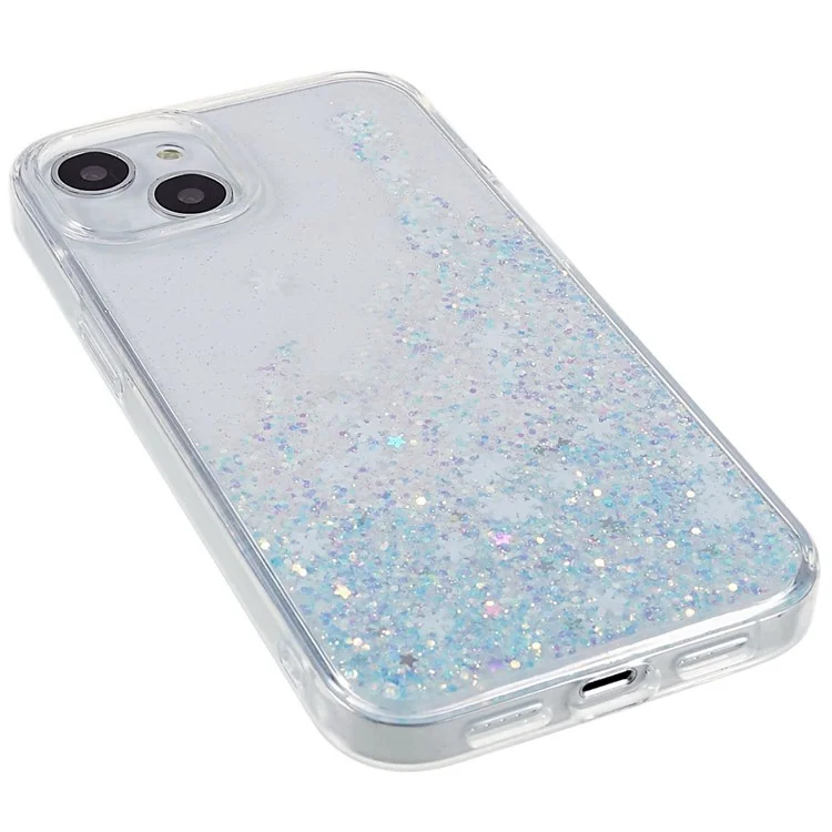 DFANS For iPhone 14 6.1 inch Shockproof Case Snowflake Glitter Decoration Phone Cover PC + TPU Hybrid Anti-Fall Case - White
