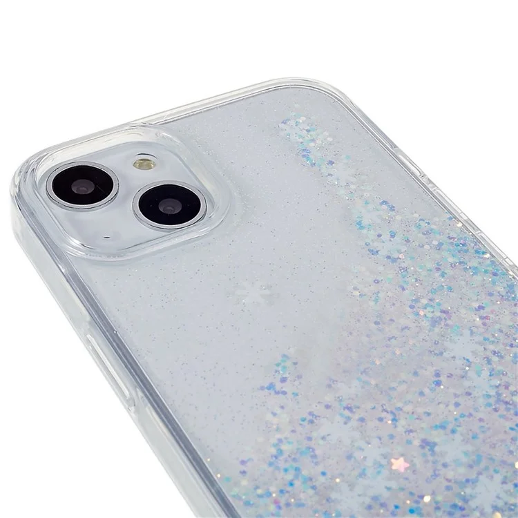 DFANS For iPhone 14 6.1 inch Shockproof Case Snowflake Glitter Decoration Phone Cover PC + TPU Hybrid Anti-Fall Case - White