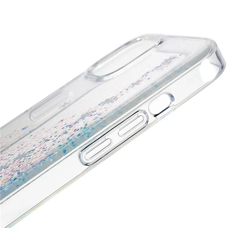 DFANS For iPhone 14 6.1 inch Shockproof Case Snowflake Glitter Decoration Phone Cover PC + TPU Hybrid Anti-Fall Case - White