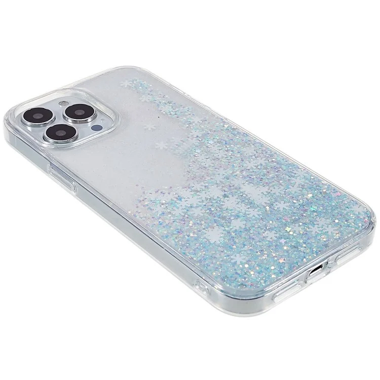 DFANS Starlight Shining Series pour iPhone 14 Pro Max 6,7 pouces, étui de téléphone en PC + TPU Snowflake Glitter Sequins Anti-drop Back Cover - Blanc