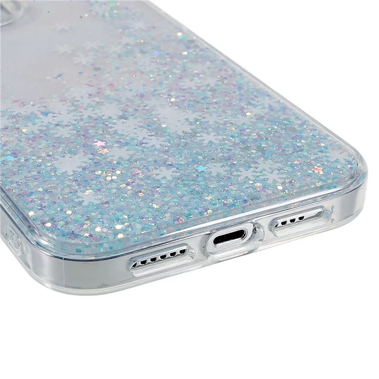 DFANS Starlight Shining Series pour iPhone 14 Pro Max 6,7 pouces, étui de téléphone en PC + TPU Snowflake Glitter Sequins Anti-drop Back Cover - Blanc