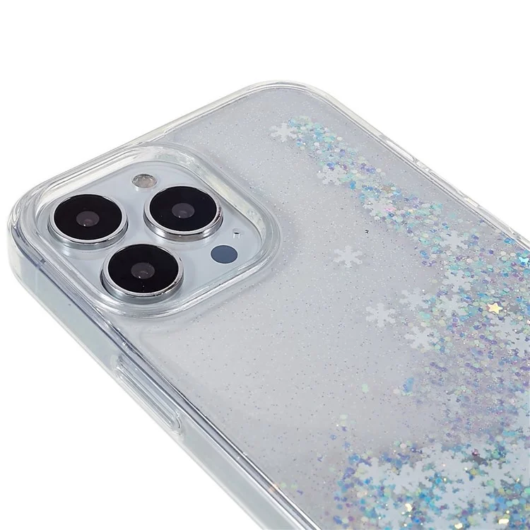 DFANS Starlight Shining Series pour iPhone 14 Pro Max 6,7 pouces, étui de téléphone en PC + TPU Snowflake Glitter Sequins Anti-drop Back Cover - Blanc