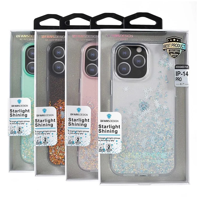 DFANS For iPhone 14 Pro 6.1 inch PC + TPU Phone Case Snowflake Glitter Decoration Shockproof Case Anti-Fall Phone Protector - White