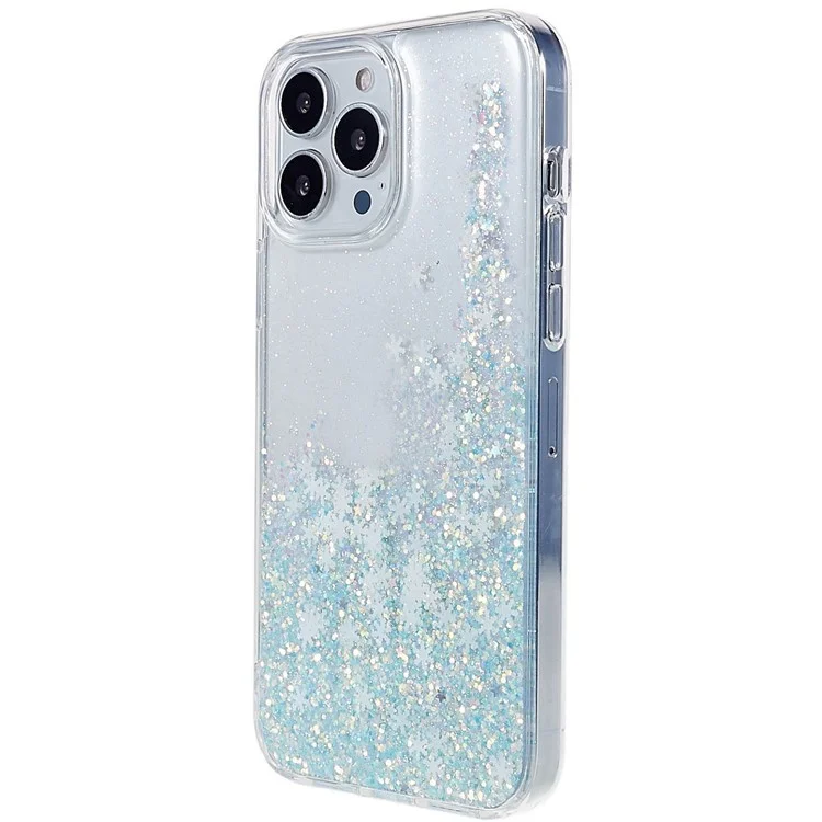 DFANS For iPhone 14 Pro 6.1 inch PC + TPU Phone Case Snowflake Glitter Decoration Shockproof Case Anti-Fall Phone Protector - White