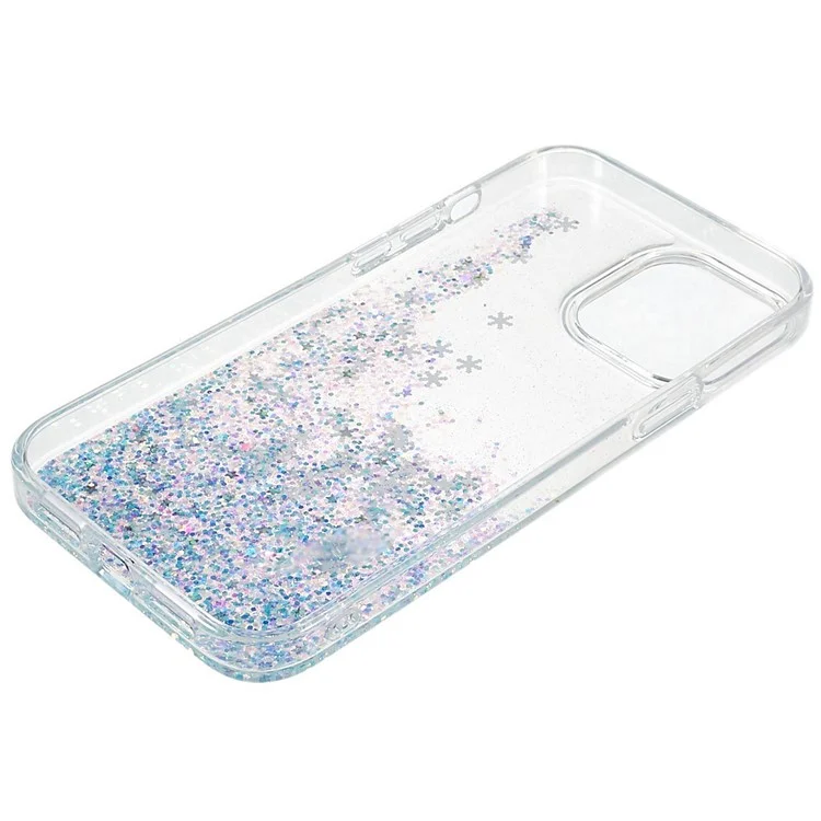 DFANS For iPhone 14 Pro 6.1 inch PC + TPU Phone Case Snowflake Glitter Decoration Shockproof Case Anti-Fall Phone Protector - White