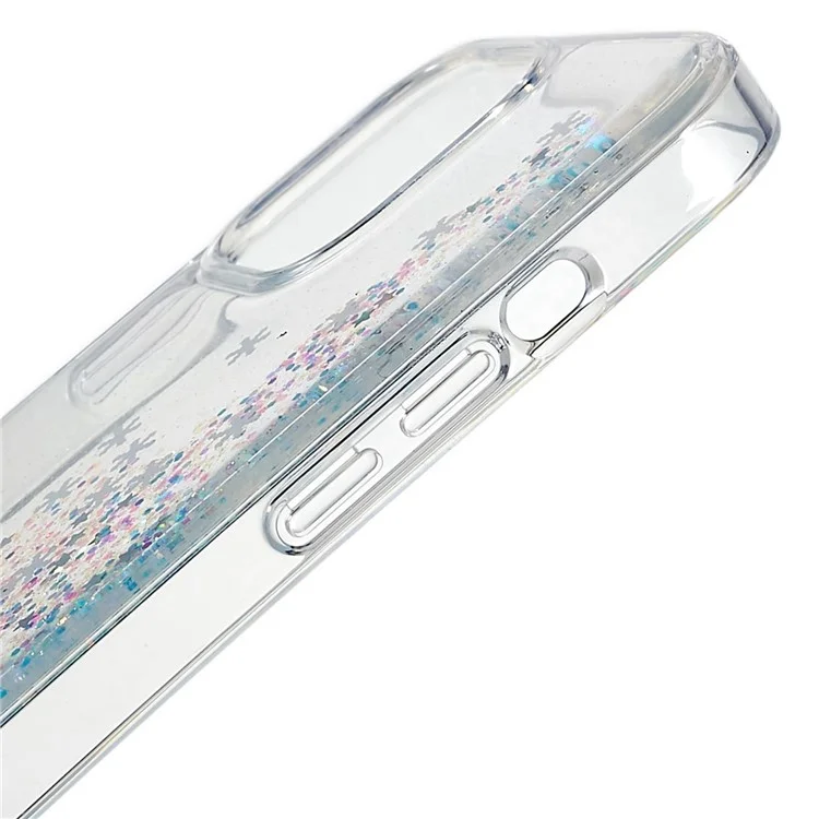 DFANS For iPhone 14 Pro 6.1 inch PC + TPU Phone Case Snowflake Glitter Decoration Shockproof Case Anti-Fall Phone Protector - White